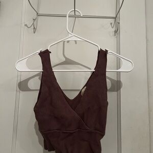 Othr Chocolate Brown Ribbed Crop Top